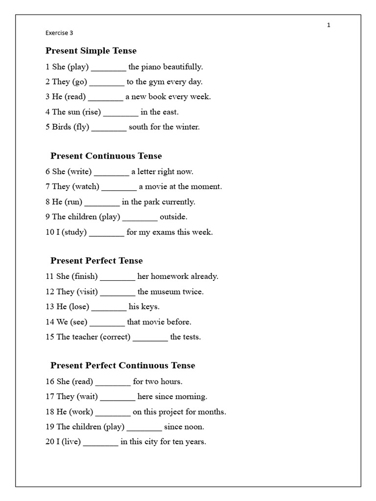 English Verb Tense Exercises | PDF | Language Mechanics | Grammar