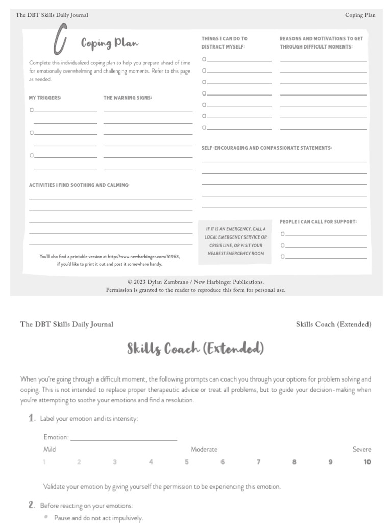 DBT Skills Daily Journal Guide | PDF | Emotions | Dialectical Behavior ...