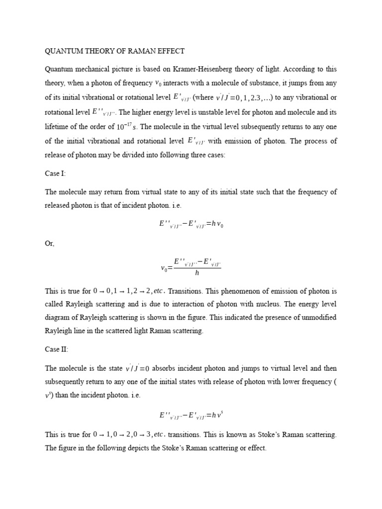 Quantum Theory of Raman Effect Explained | PDF | Raman Spectroscopy ...