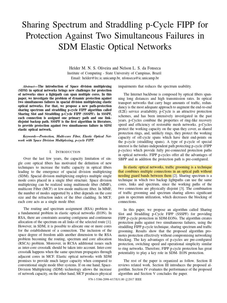 Two Failures - Oliveira2017 | PDF | Optical Fiber | Routing