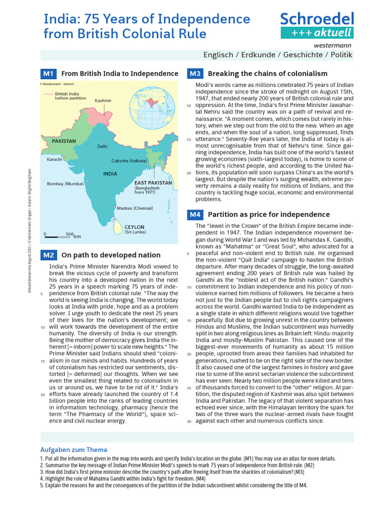 India: 75 Years of Independence From British Colonial Rule | PDF ...