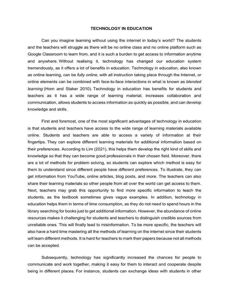 Technology In Edu Pdf Educational Technology Teachers