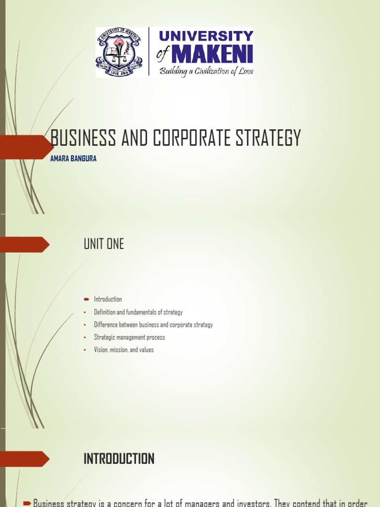 Business and Corporate Strategy Overview | PDF | Strategic Management ...