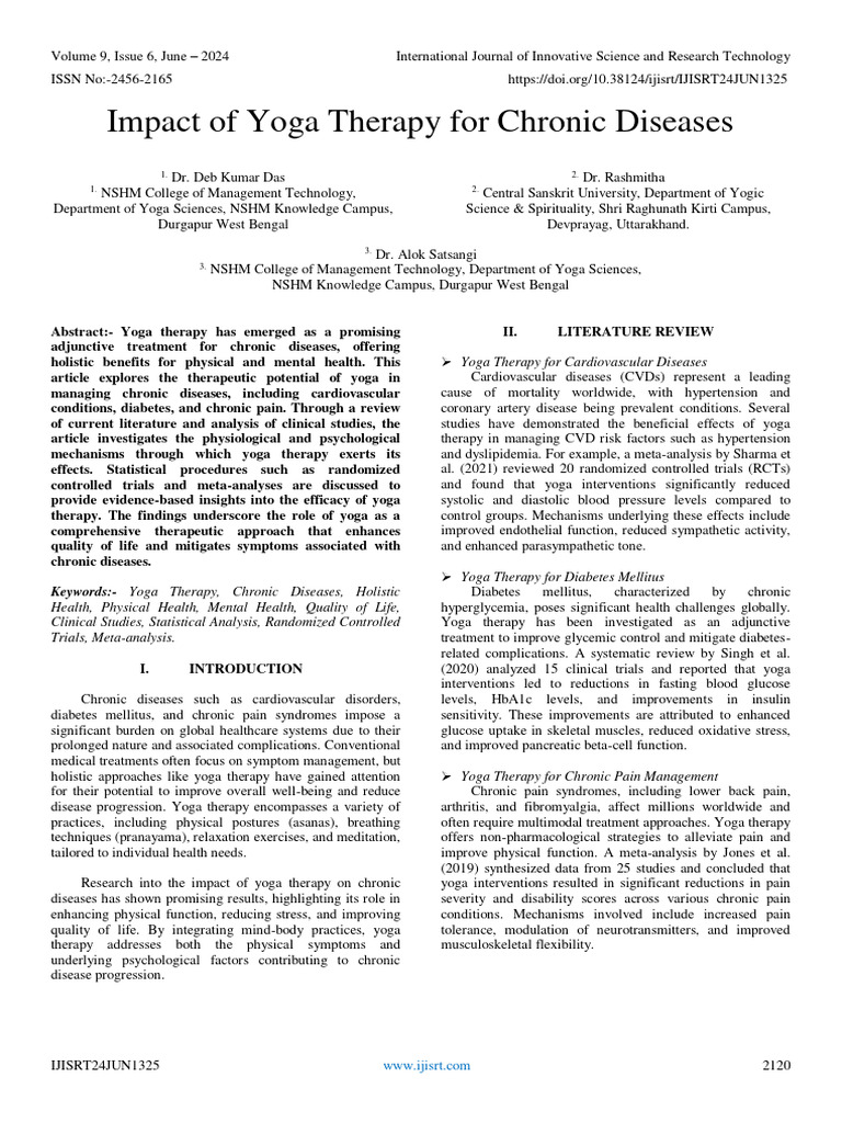 Impact of Yoga Therapy For Chronic Diseases | PDF | Chronic Condition ...