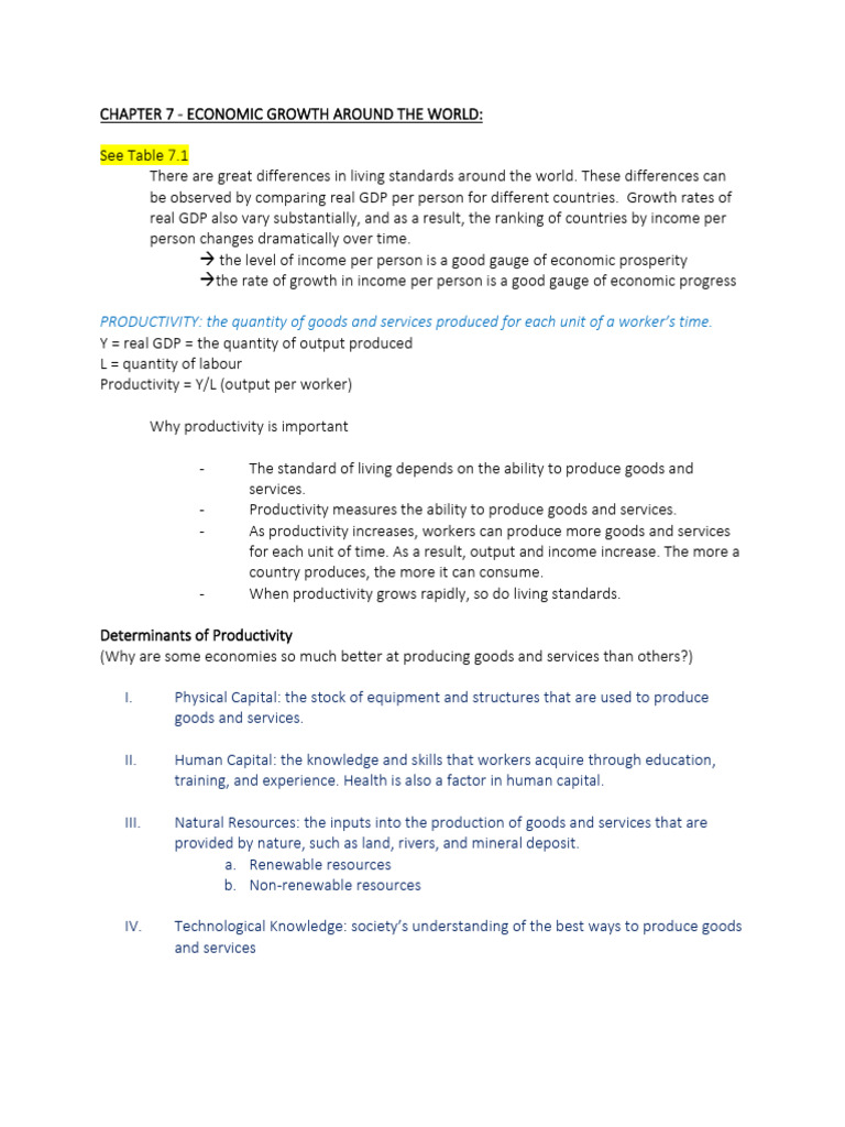 Global Economic Growth and Productivity Factors | PDF | Economic Growth ...