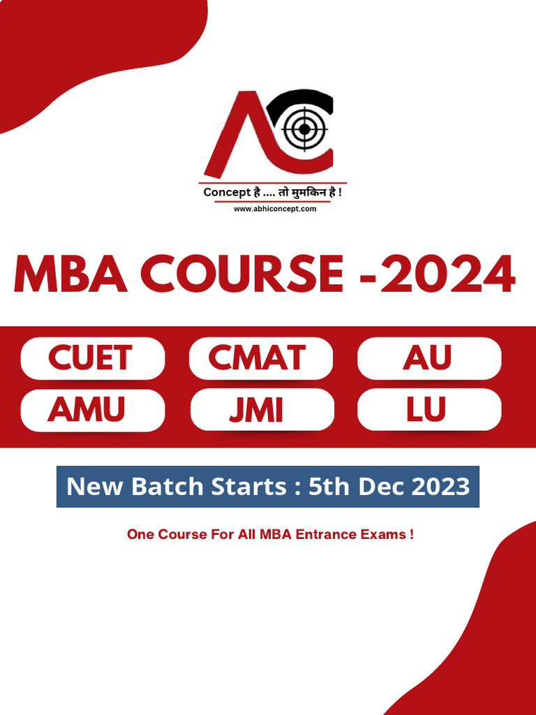 AMU MBA Entrance Course 2024 Details | PDF | Master Of Business ...