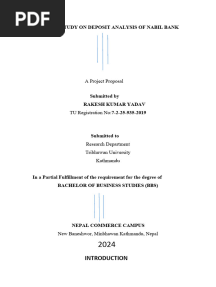 Proposal of Deposit Analysis of Nabil Bank