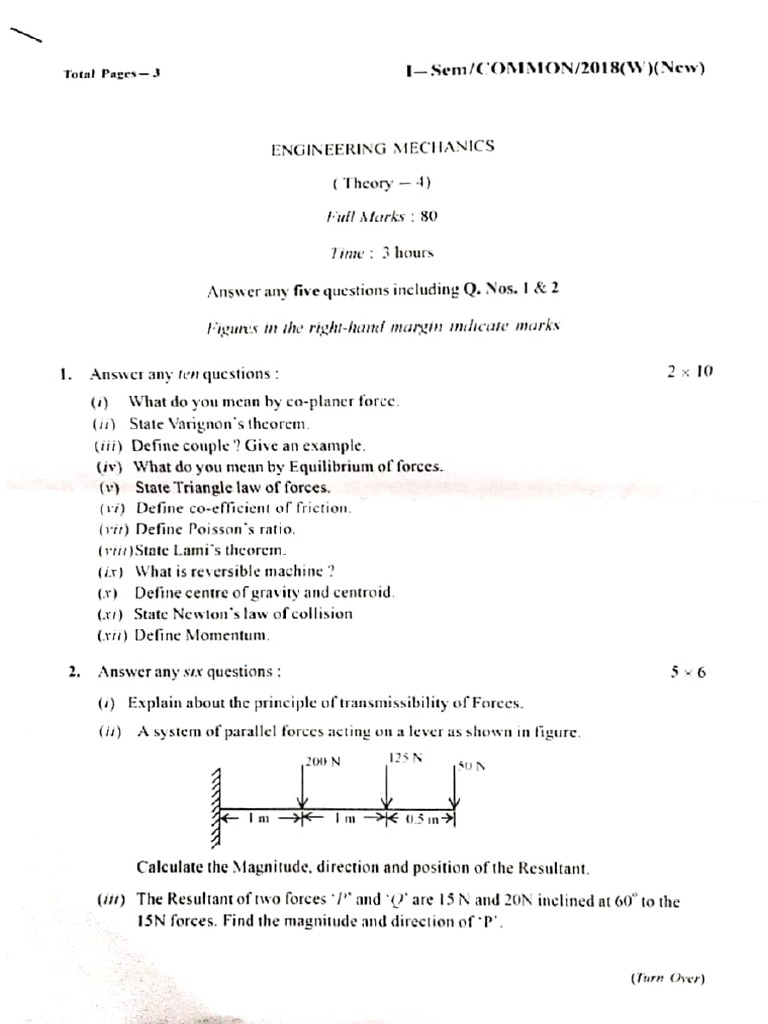 Engineering mechanics questions pdf
