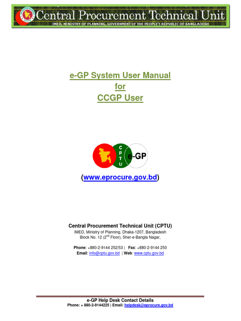 CCGP User Manual for e-GP Portal | PDF | Login | Mobile App