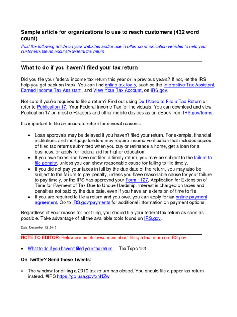 Filing Your Federal Tax Return Guide | PDF | Internal Revenue Service ...