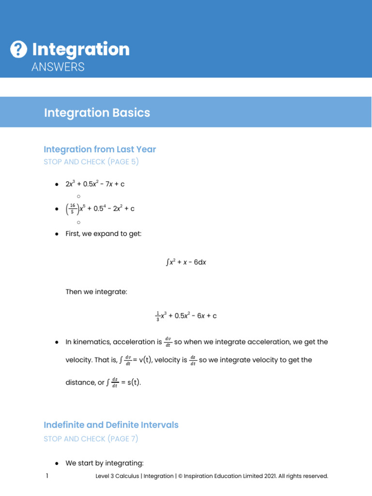 Integration Basics and Techniques Guide | PDF | Integral | Mathematical ...