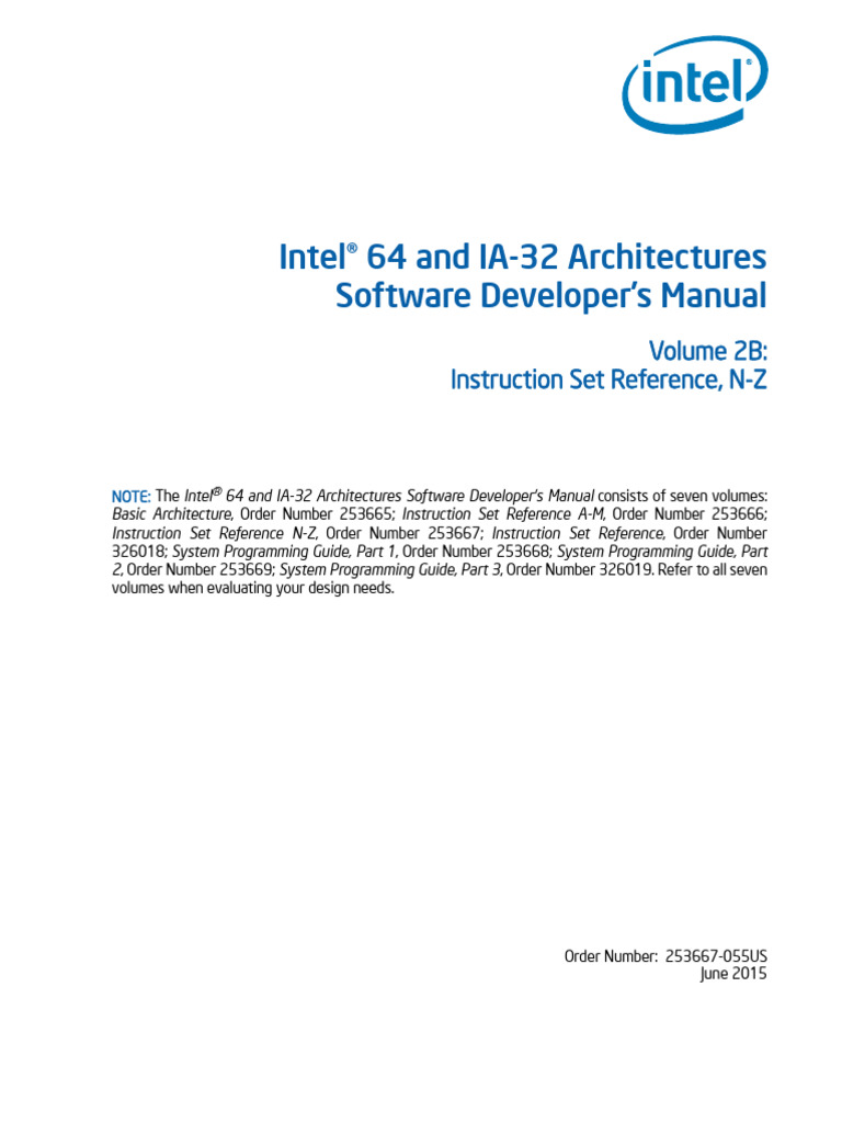 64 Ia 32 Architectures Software Developer Vol 2b Manual | PDF | Bit | Intel
