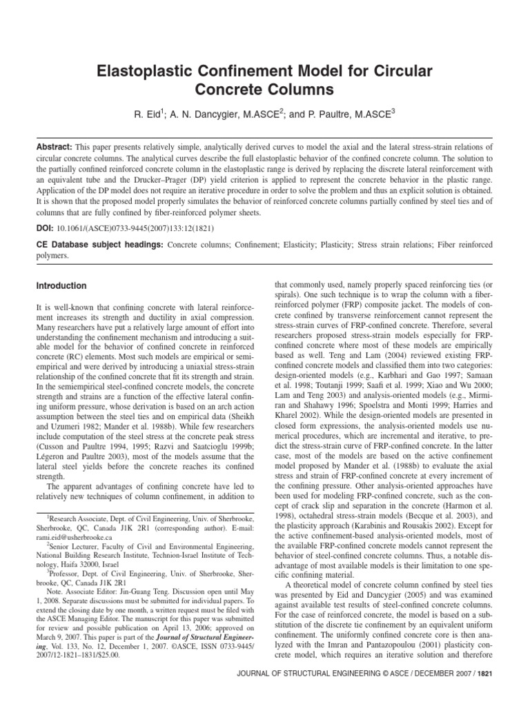 Elastoplastic Model for Concrete Columns | PDF | Deformation ...