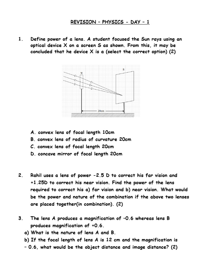 Physics Lens Power and Image Formation Guide | PDF | Atomic | Lenses