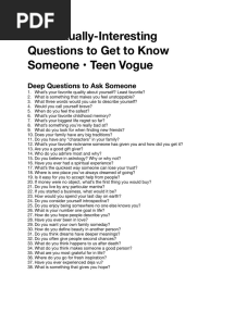 151 Actually-Interesting Questions To Get To Know Someone - Teen Vogue