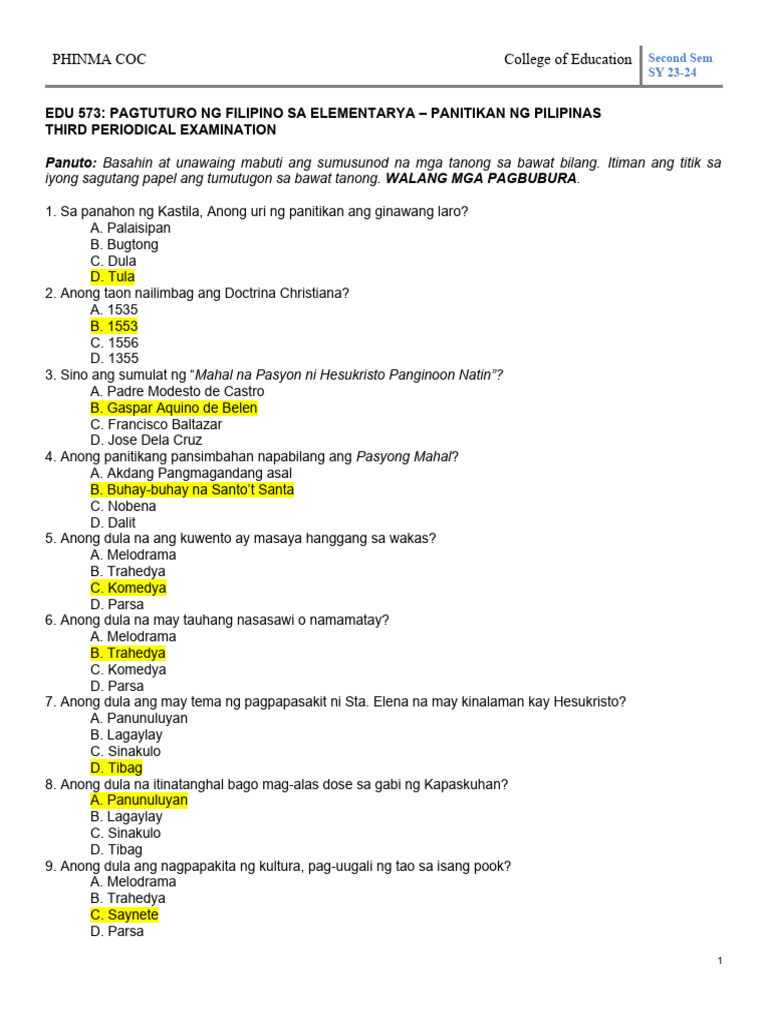 EDU 573 P3 TQ With Key | PDF