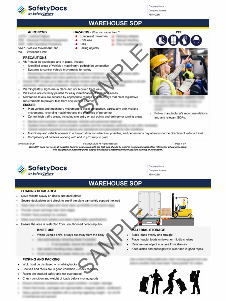 60008-4 - Warehouse Safe Operating Procedure-SAMPLE | PDF