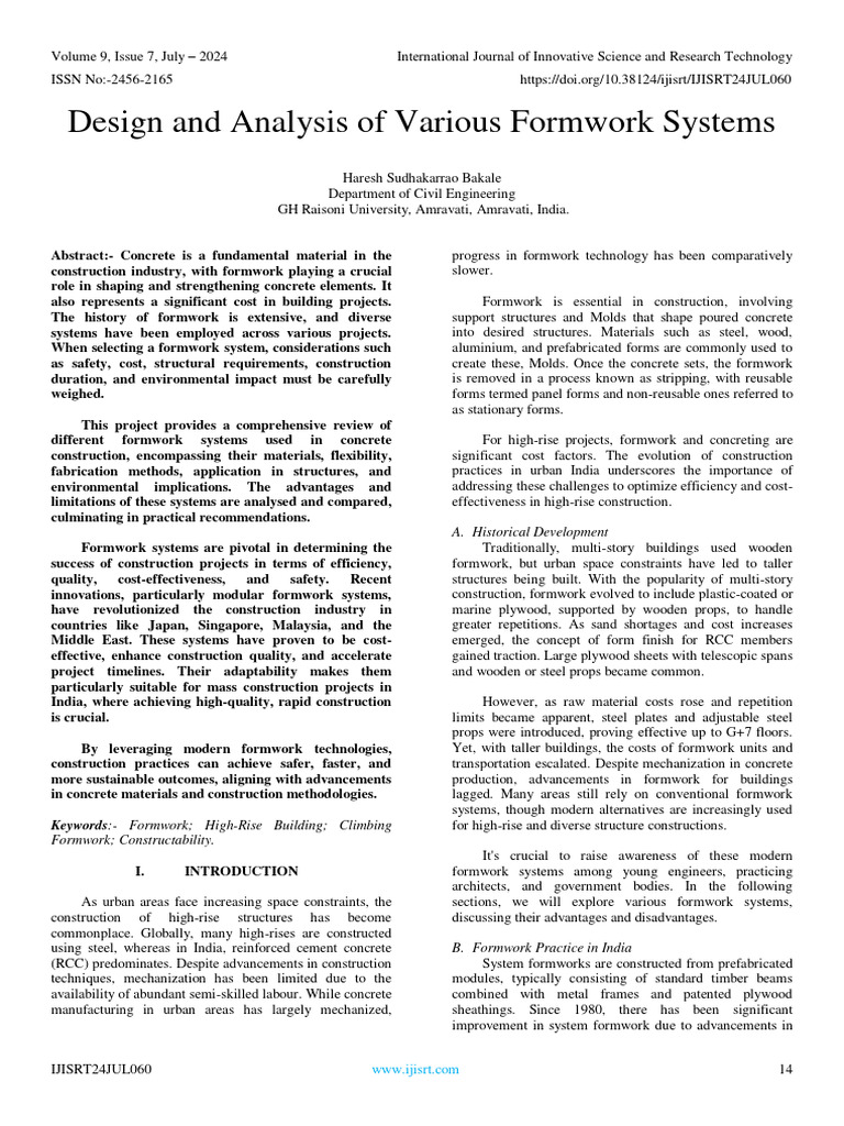 Analysis of Modern Formwork Systems | PDF | Concrete | Fibre Reinforced ...