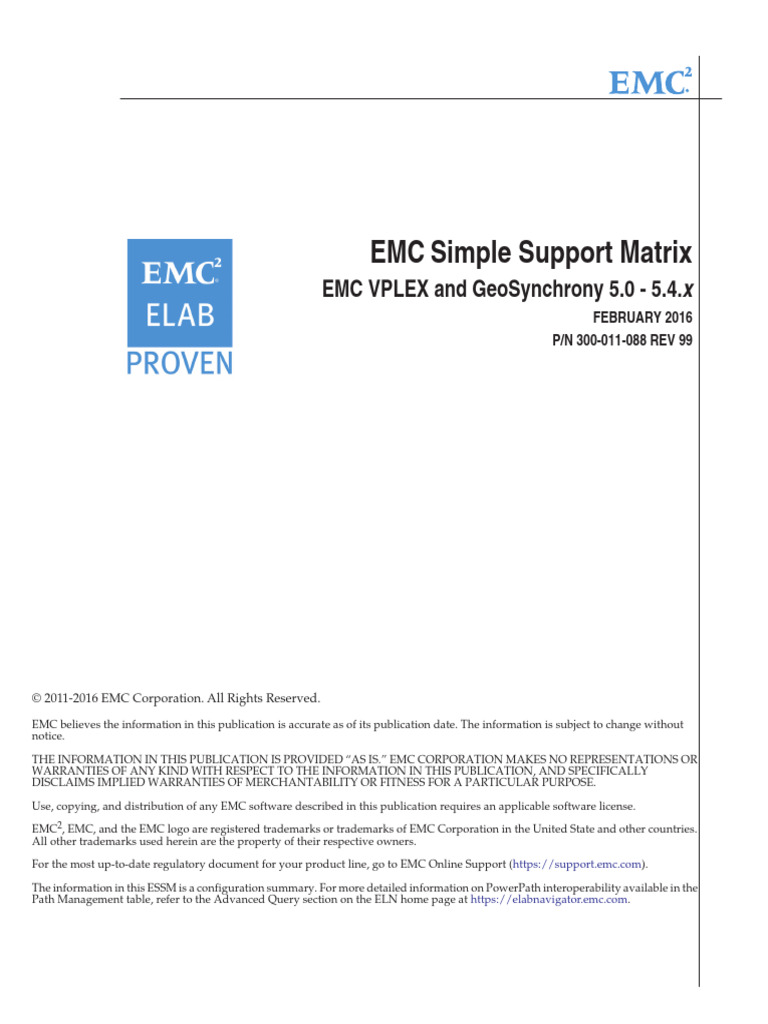 Docu31803 - VPLEX and GeoSynchrony 5.0 - 5.4.x Simple Support Matrix ...