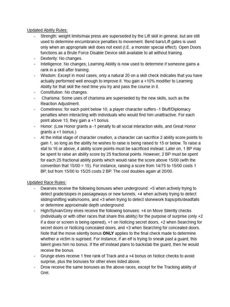 Updated Ability and Race Rules Guide | PDF | History