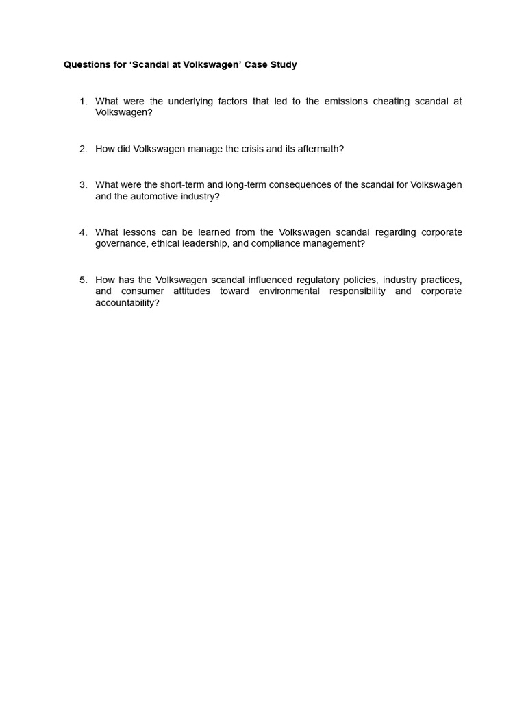 Volkswagen Emissions Scandal Analysis | PDF