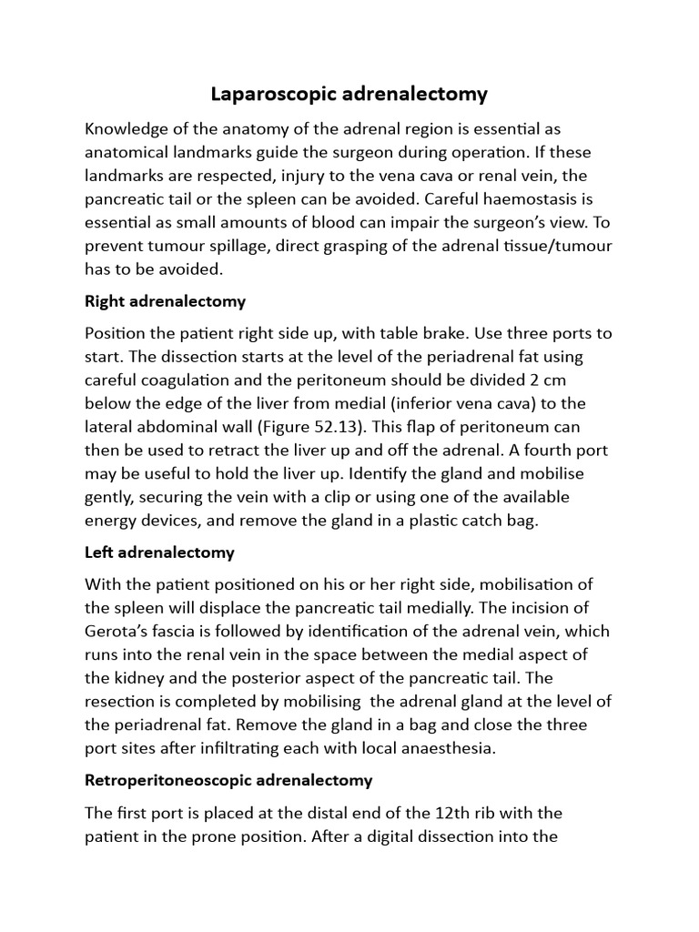 Adrenalectomy pdf liver medical specialties