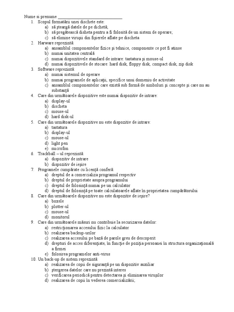 Test Grila M1 | PDF
