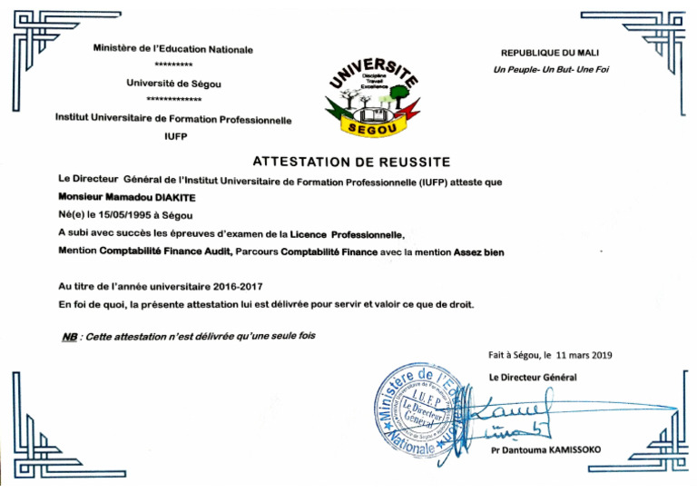 Attestation De R ussite Licence Pdf Pdfprof Analyse Approfondie Nappe