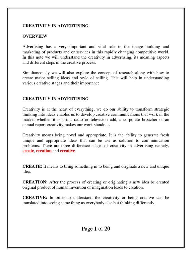 Creativity in Advertising Strategies | PDF | Creativity | Advertising