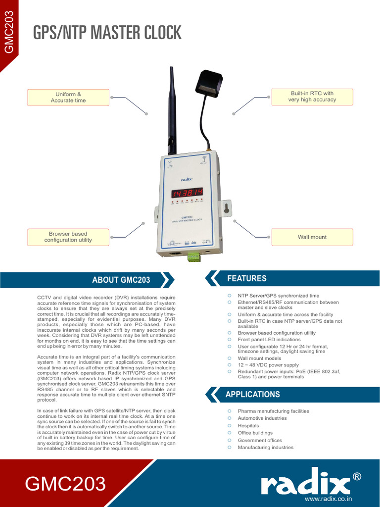GMC203 GPS/NTP Master Clock Overview | PDF | Global Positioning System ...