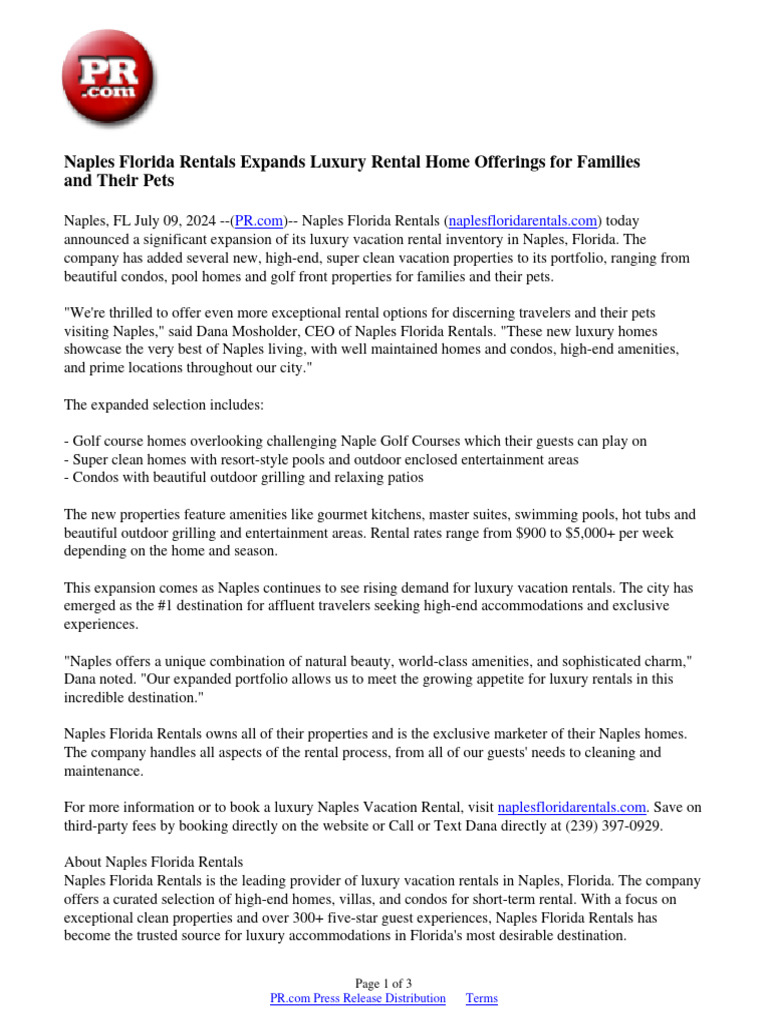 Luxury Rentals Expansion in Naples, FL | PDF | Law | Home & Garden
