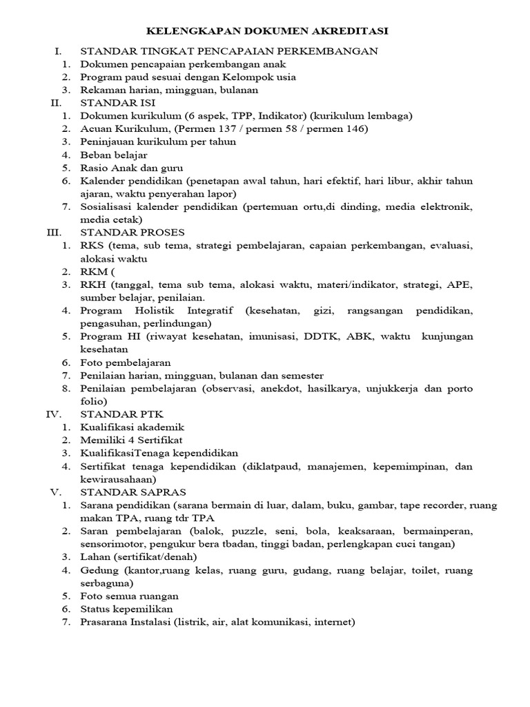 Kelengkapan Dokumen Akreditasi Pdf