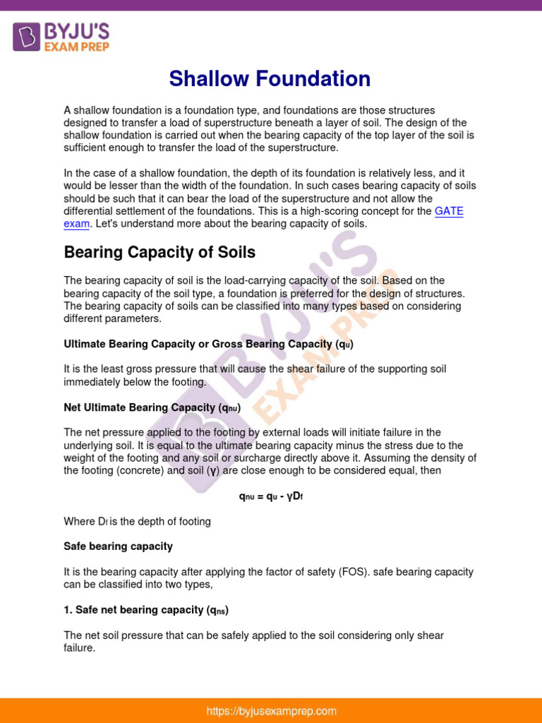 Understanding Shallow Foundations and Soil Bearing Capacity | PDF ...