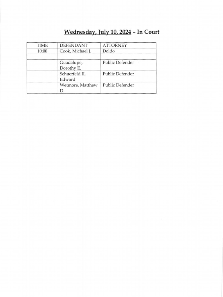 Jefferson County Court Calendar July 10, 2024 | PDF | Law