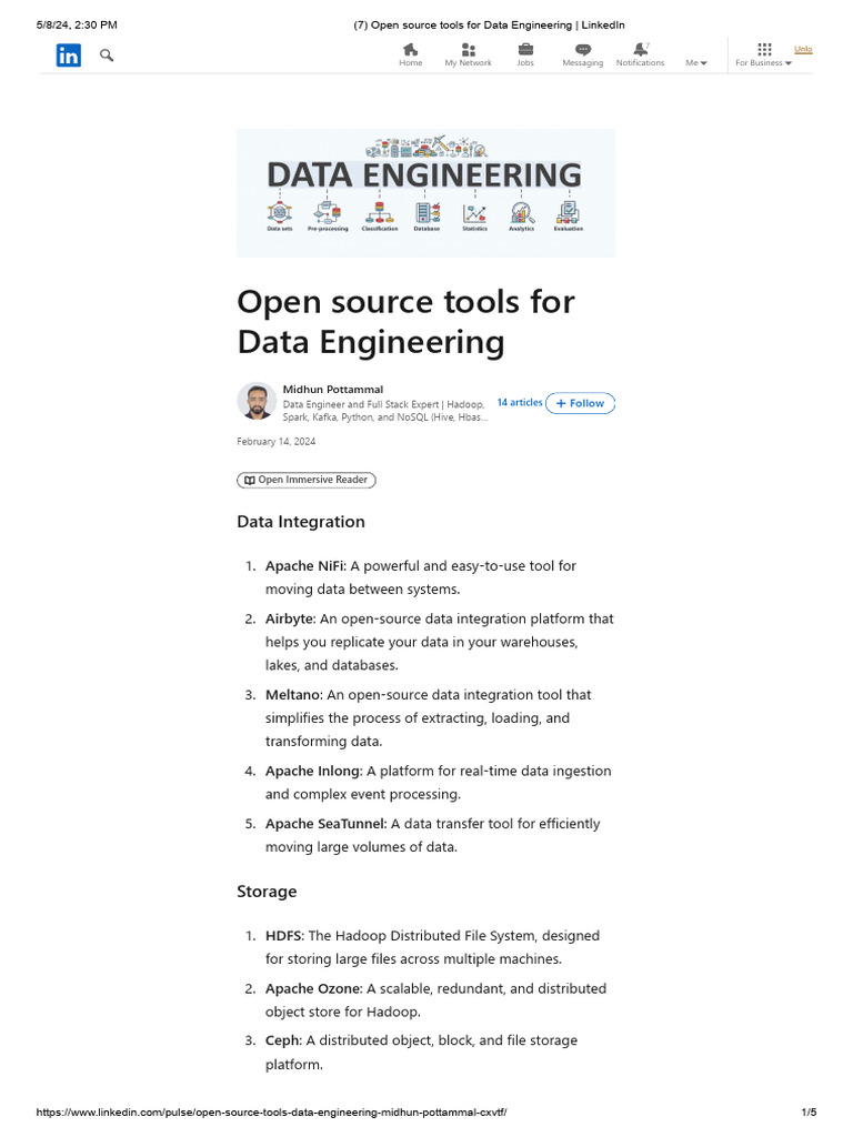 Open Source Tools for Data Engineering | PDF | Apache Hadoop | Apache Spark