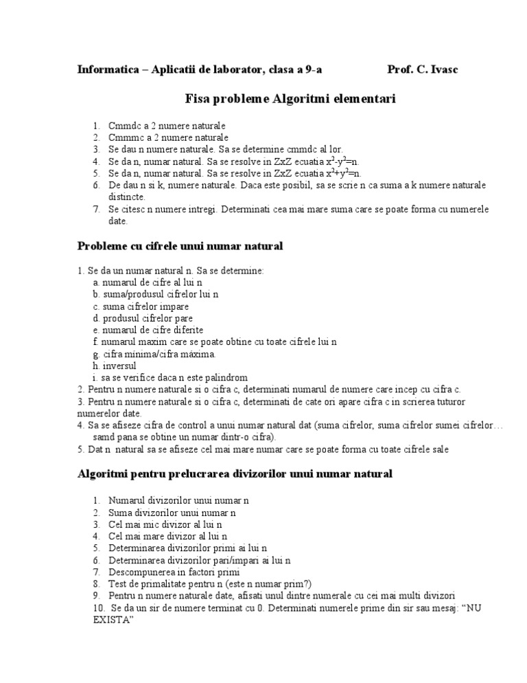 Algoritmi elementari-2