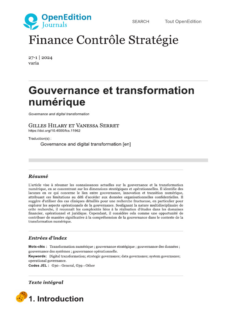 Gouvernance Et Transformation Numérique 2 | PDF