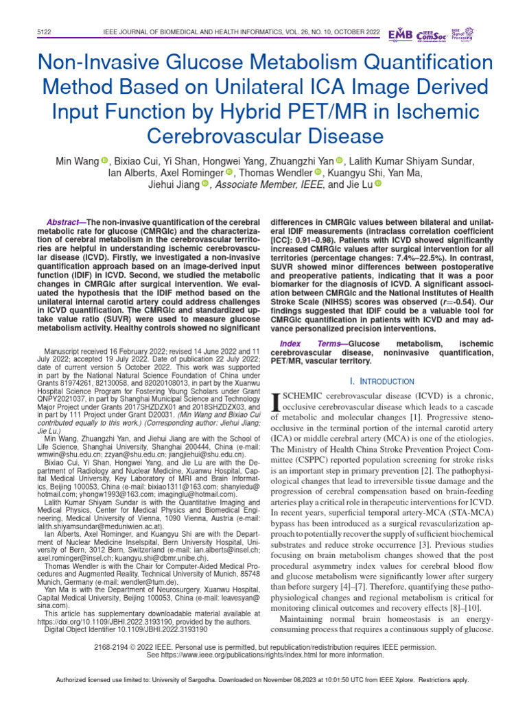 Non-Invasive Glucose Metabolism Quantification Method Based On ...