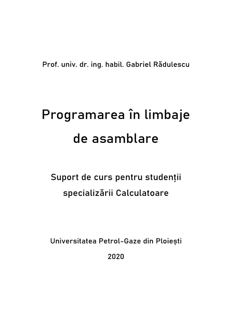 Curs Programare in Limbaje de Asamblare PLA | PDF