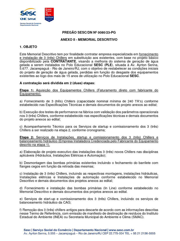 Anexo+II+ +Memorial+Descritivo | PDF | Desperdício | Terceirização