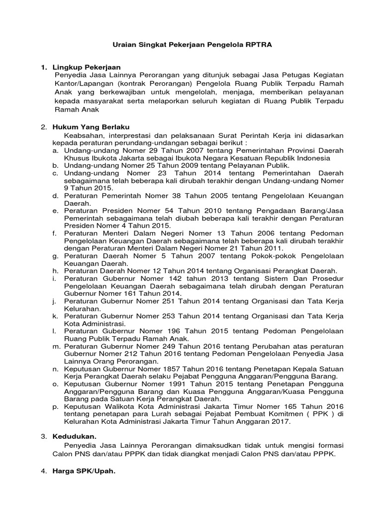 Tugas dan Gaji Pengelola RPTRA | PDF | Pengelolaan Keuangan & Uang