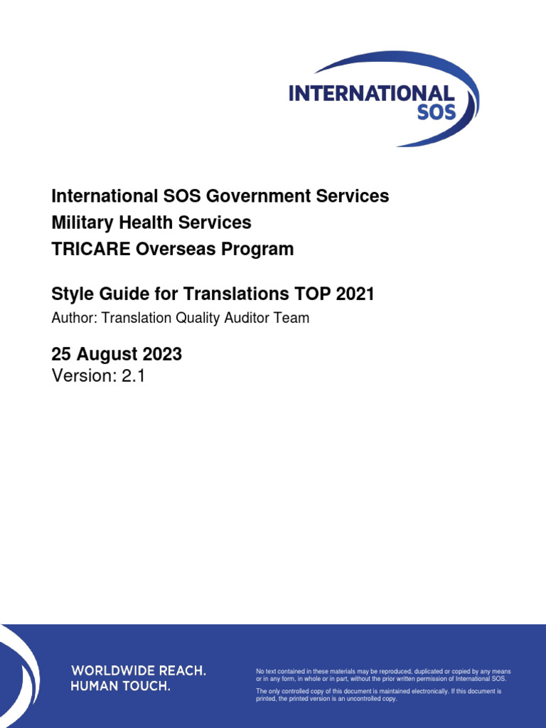 STYLE GUIDE - v2.1 - Intl - SOS For Vendors | PDF | Medical Record ...