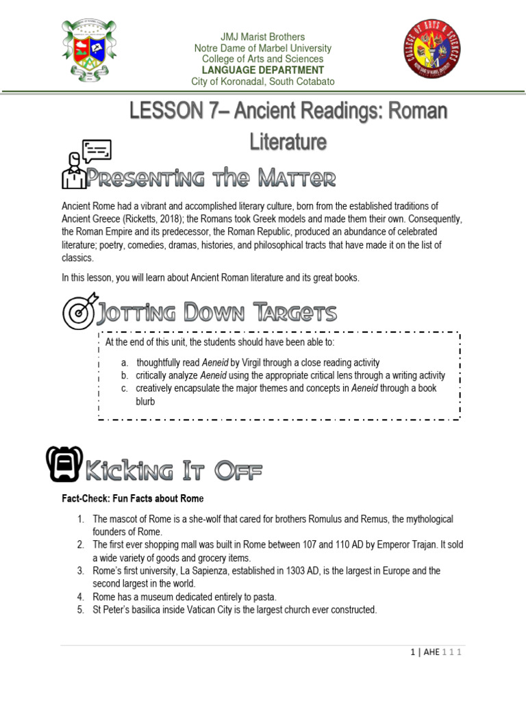 Great Books Module Lesson 7 | PDF | Aeneas | Virgil