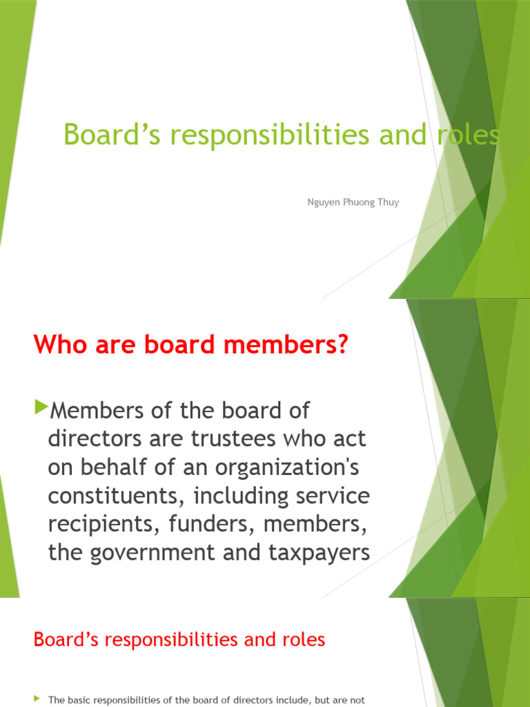 Board S Responsibilities And Roles Pdf Governance Internal Control