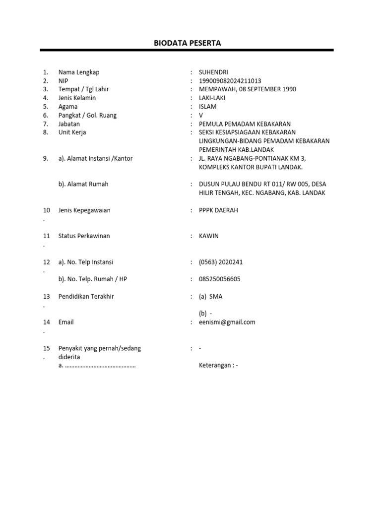 Biodata Suhendri Pdf