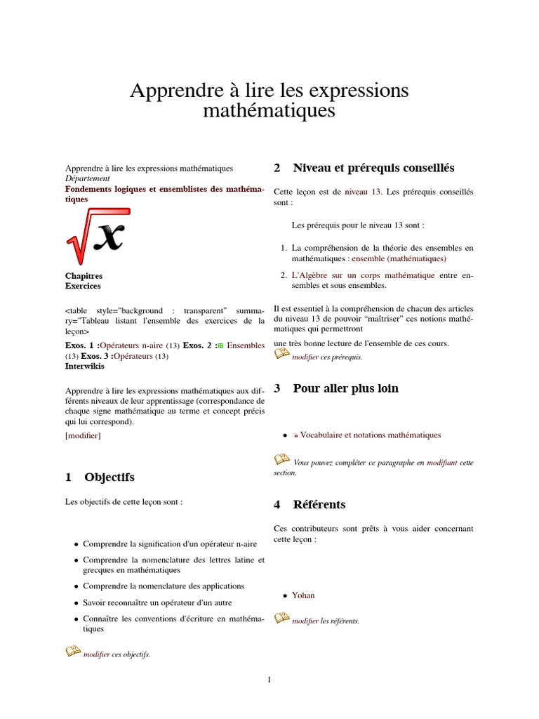 Lire les expressions mathématiques | PDF | Mathématiques