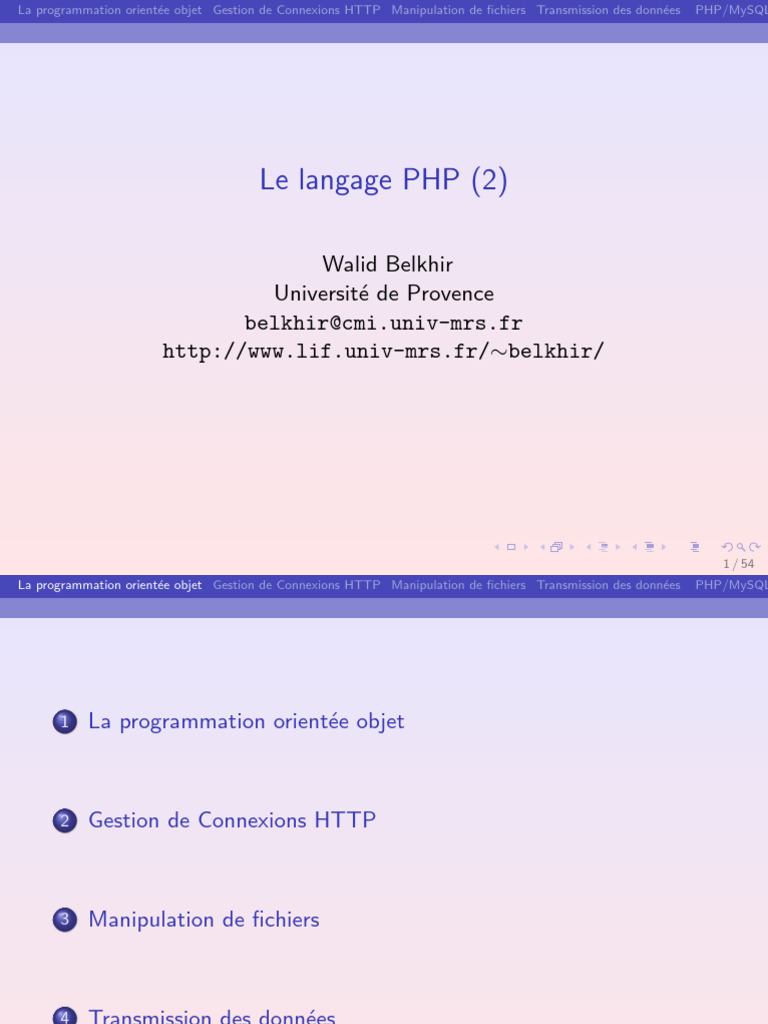 PHP/MySQL : Objets et Sessions | PDF | PHP | Cookie (informatique)