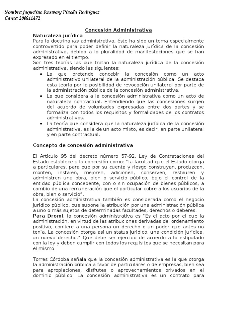 Naturaleza y Tipos de Concesiones Administrativas | PDF | Estado ...