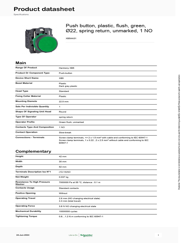 Industrial Push-Button Specs | PDF | Electrical Engineering ...