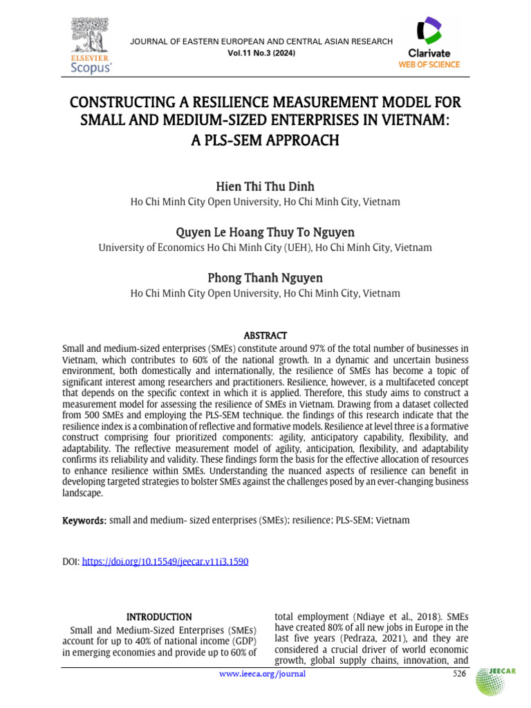 Constructing A Resilience Measurement Model For Smes Pdf
